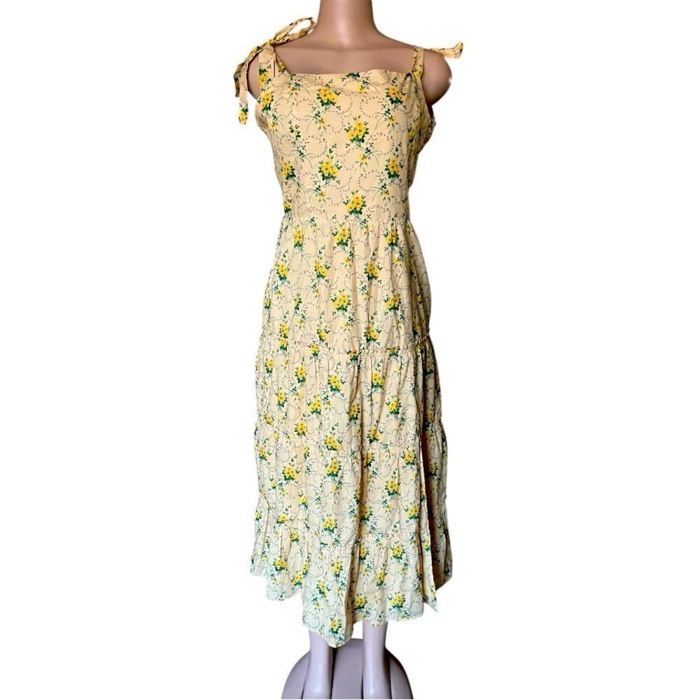 PAIGE Yellow Floral Midi Dress - Picture 2 of 12